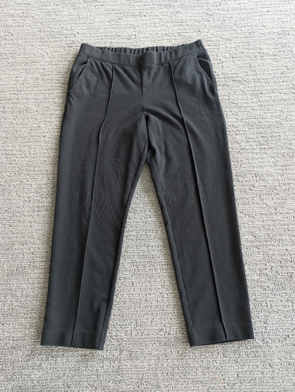 J. Crew Pintuck Sweatpants Black Pull On Pants Pockets - Picture 2 of 10
